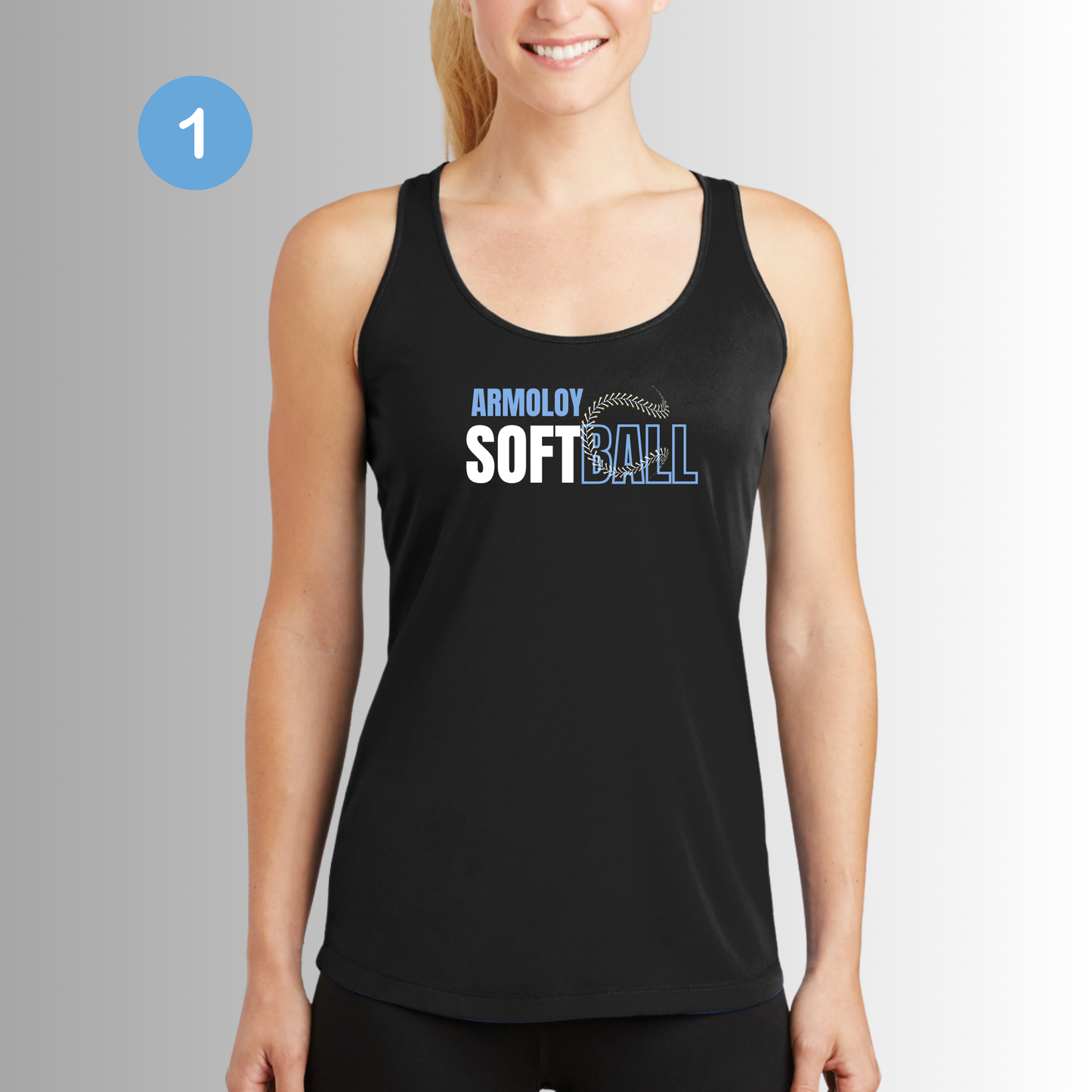 Black Armoloy Softball Tank-Variety of Designs Available