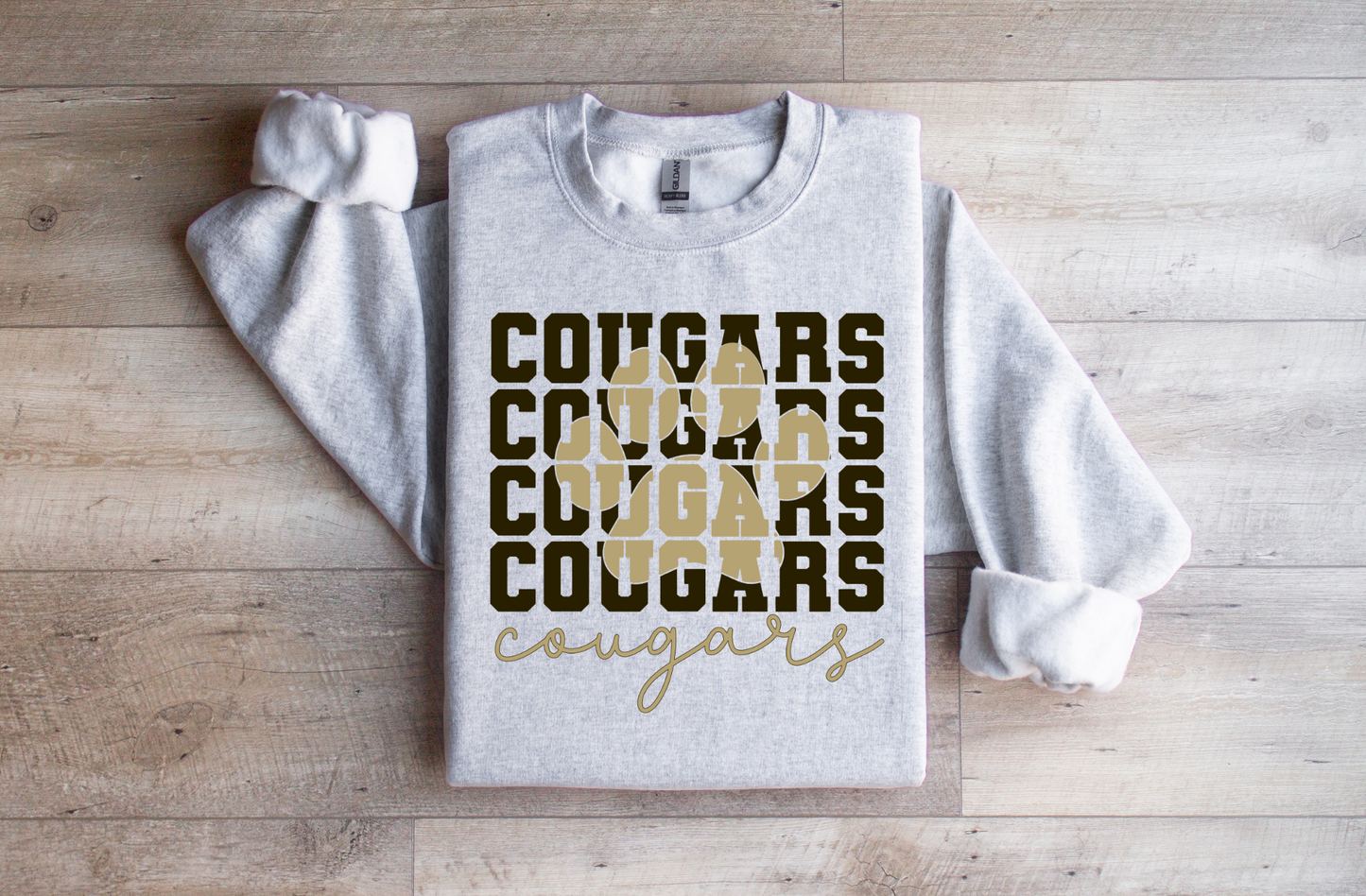 Cougars Script Design with Paw Print