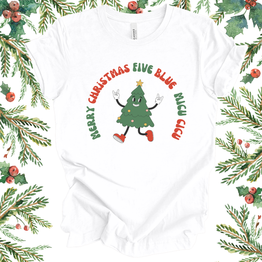 5 Blue Joyful Retro Christmas Tee