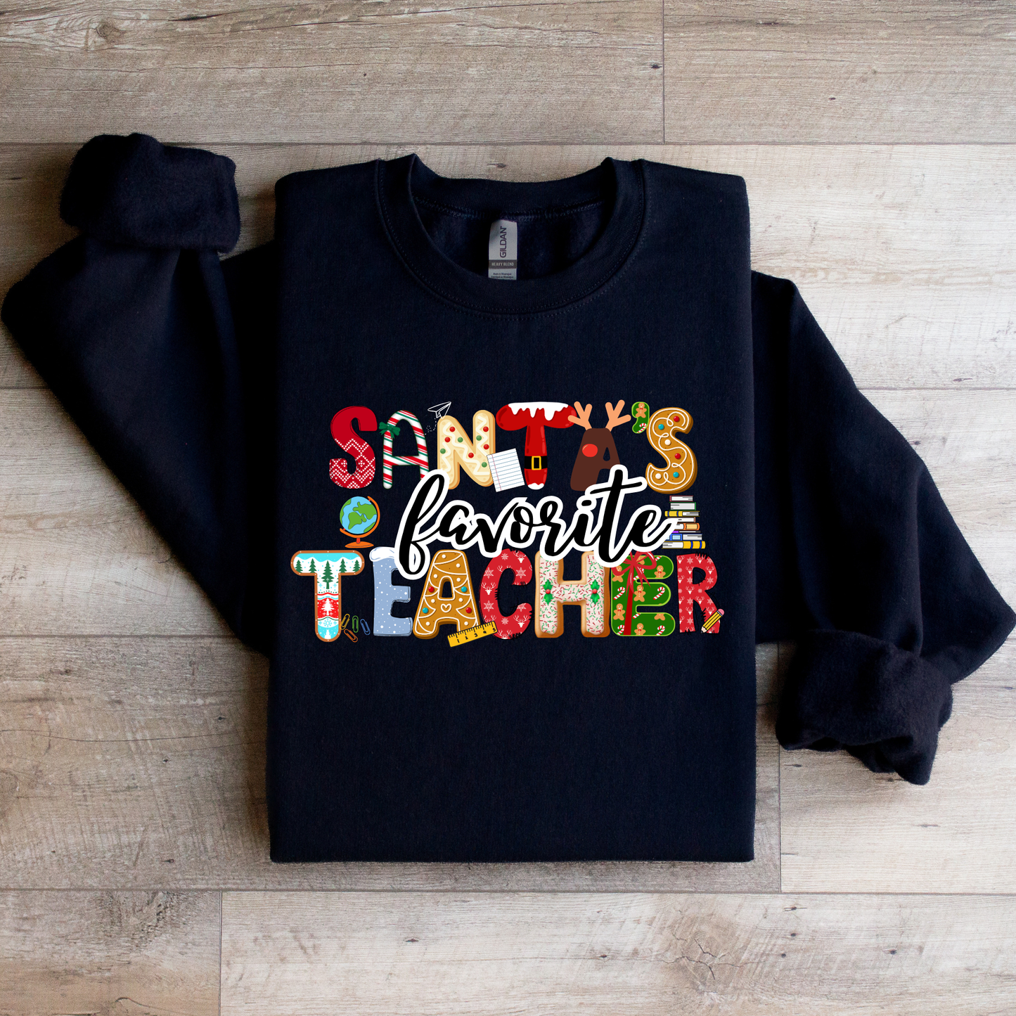Santa’s Favorite Teacher Crewneck Sweatshirt (Customize It)