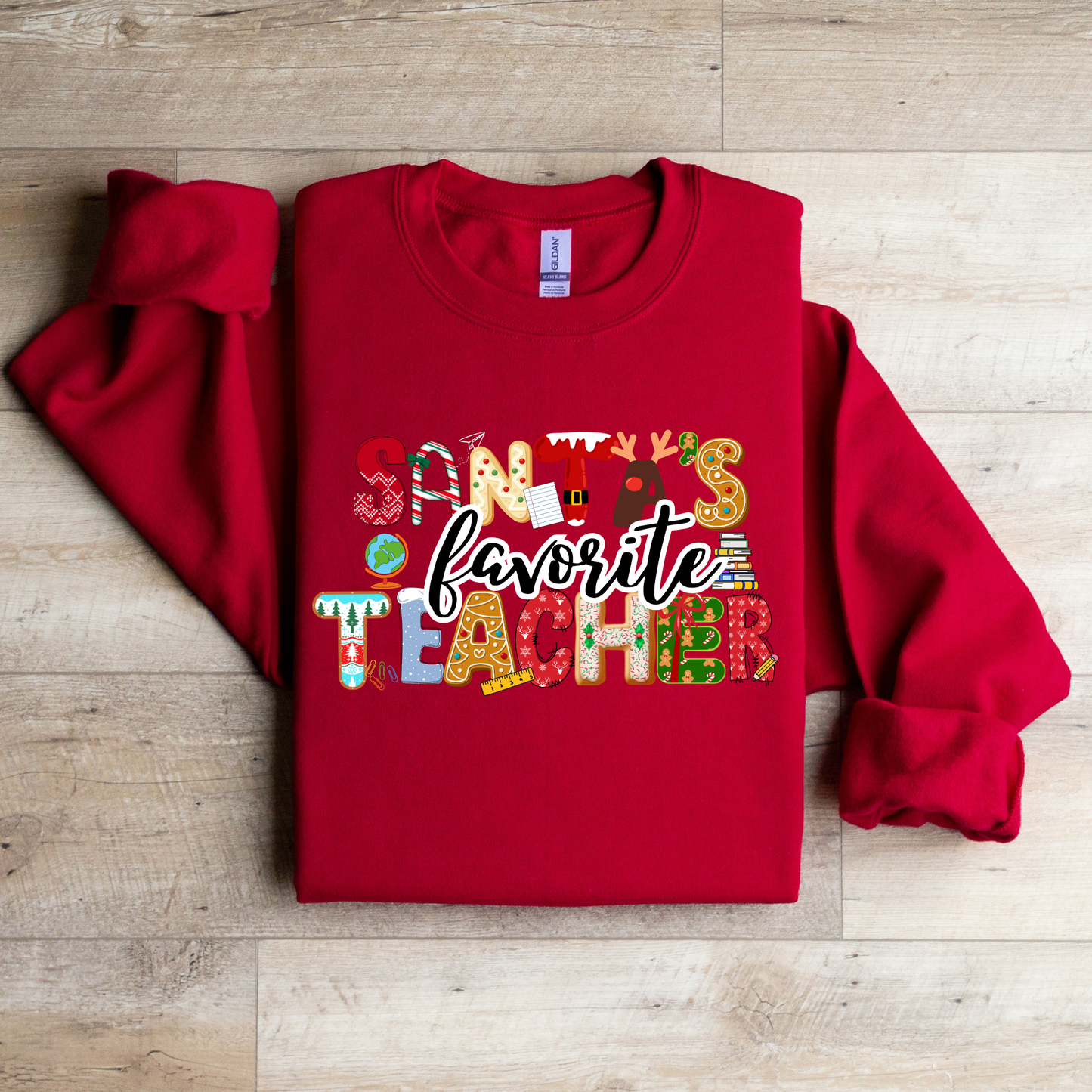 Santa’s Favorite Teacher Crewneck Sweatshirt (Customize It)